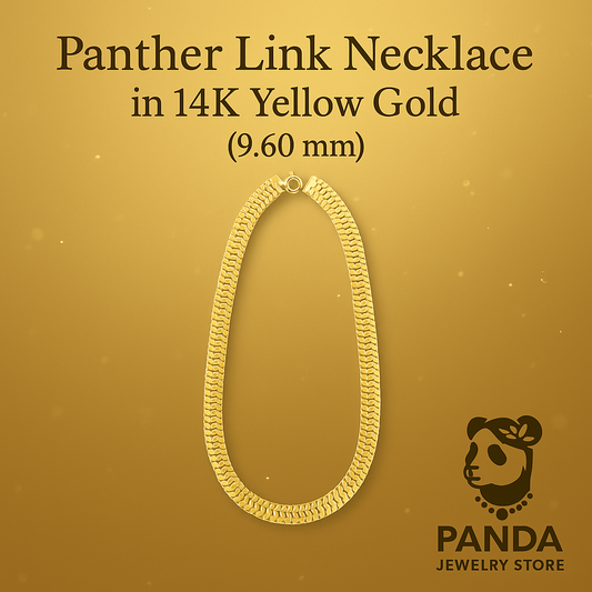 💙Panther Link Necklace in 14K Yellow Gold (9.60 mm)