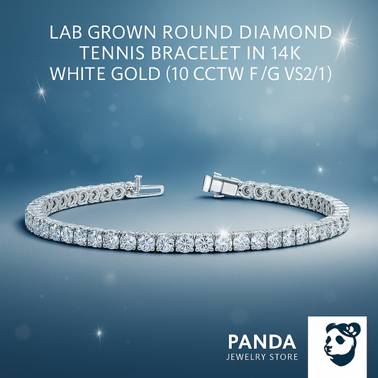 🍎Lab Grown Round Diamond Tennis Bracelet in 14k White Gold (10 cctw F/G  VS2/SI1)