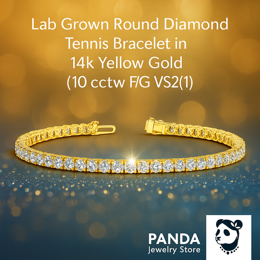 💚Lab Grown Round Diamond Tennis Bracelet in 14k Yellow Gold(10 cctw F/G  VS2/SI1)