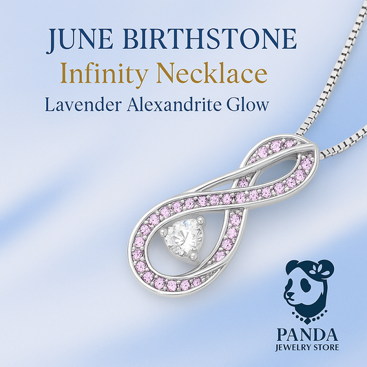 🌟June Birthstone Infinity Necklace – Lavender Alexandrite Glow
