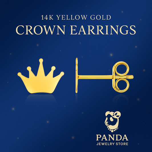 🍒14k Yellow Gold Post Earrings with Crowns