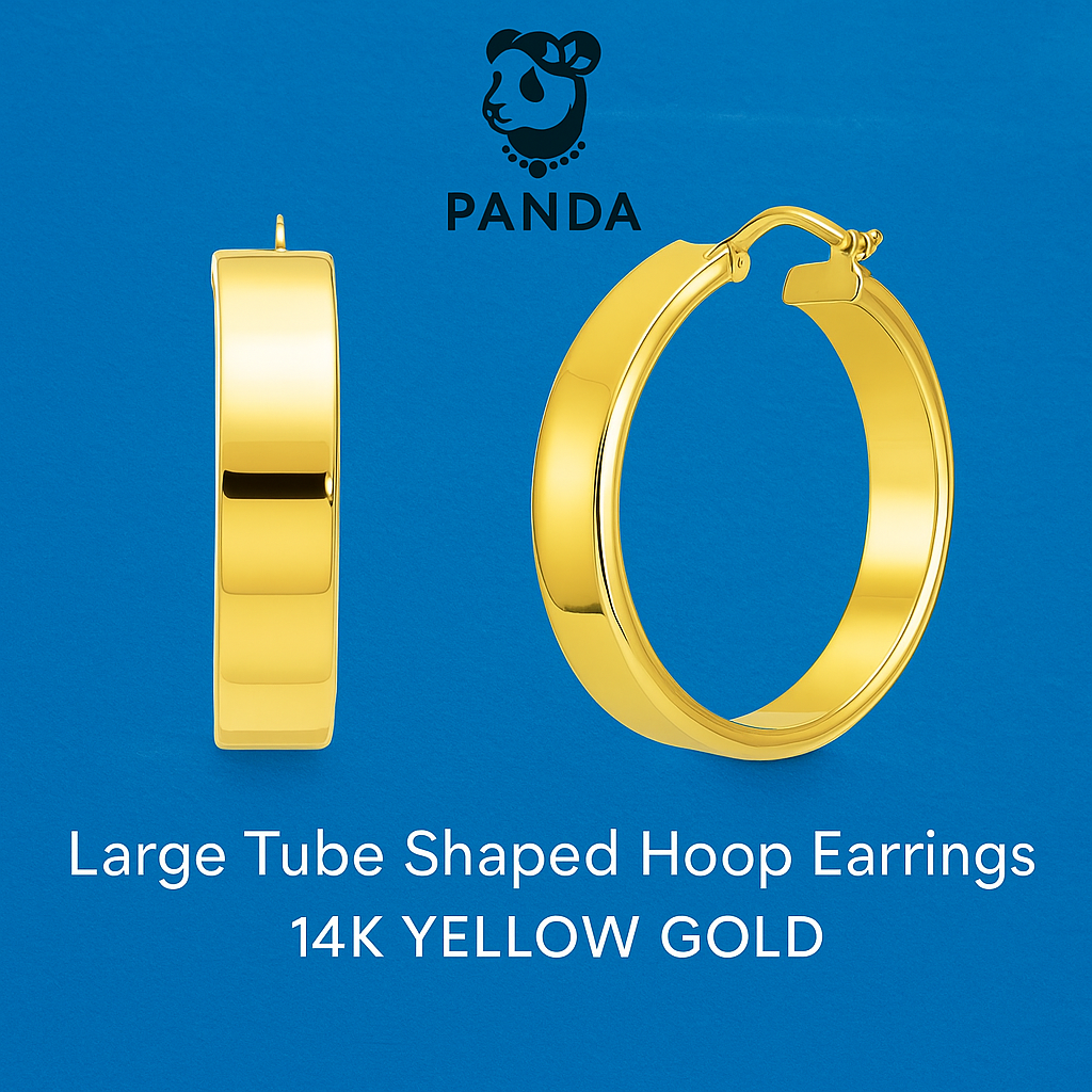 ❄️Large Tube Shaped Hoop Earrings in 14K Yellow Gold
