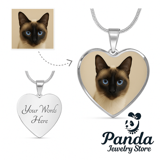 Personalized Pet Photo Luxury Heart Necklace with Engraving