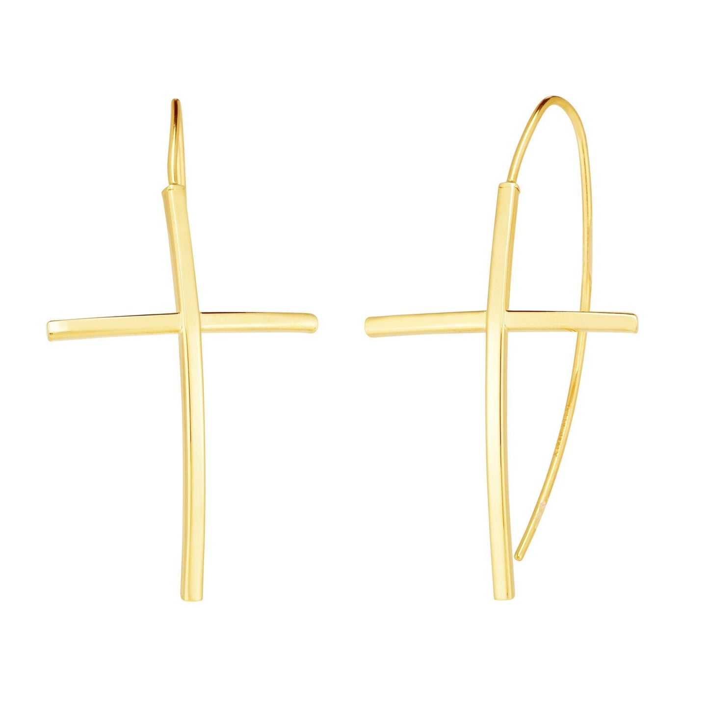 🌟14K Yellow Gold Cross Thread Drop Earrings