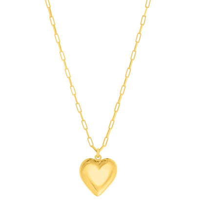 🩷Sterling Silver Gold Plated Puffed Heart Pendant