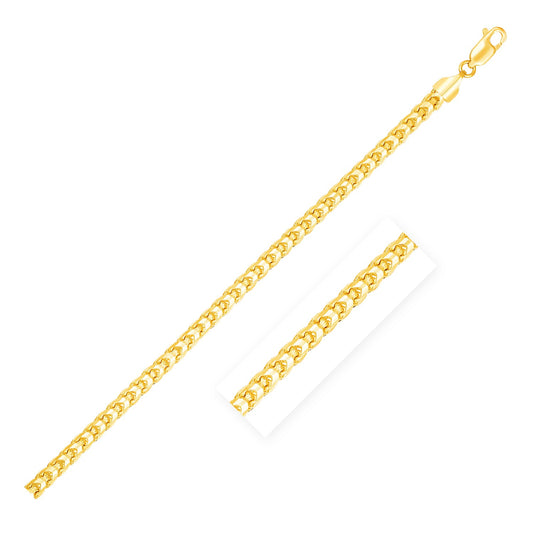 14k Yellow Solid Gold Diamond-Cut Round Franco Chain (2.70 mm)