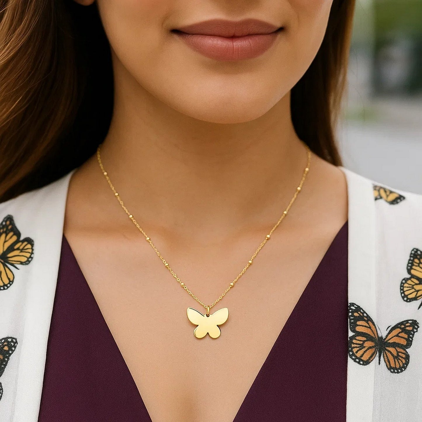 💎14k Yellow Gold Papillon Butterfly Necklace