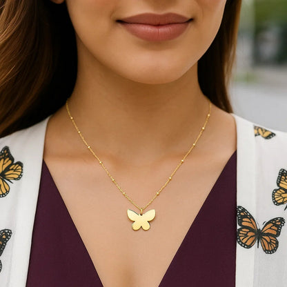💎14k Yellow Gold Papillon Butterfly Necklace