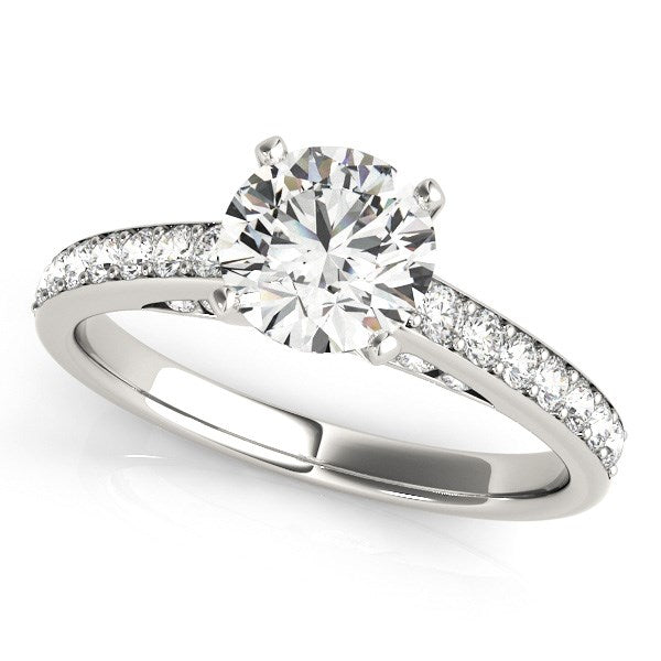 14k White Gold Single Row Prong Set Diamond Engagement Ring (1 3/8 cttw)