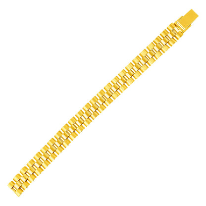 🌟14K Yellow Gold Men’s Panther Link Bracelet – 9.30mm