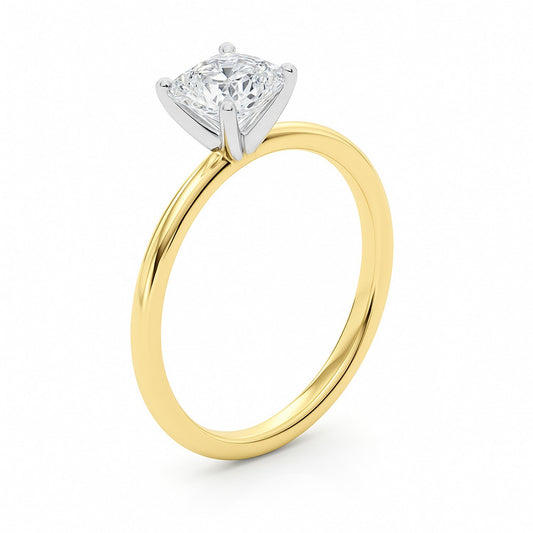 1 Carat Cushion-Cut Diamond Solitaire Ring in 10K Yellow Gold | Panda Jewelry Store