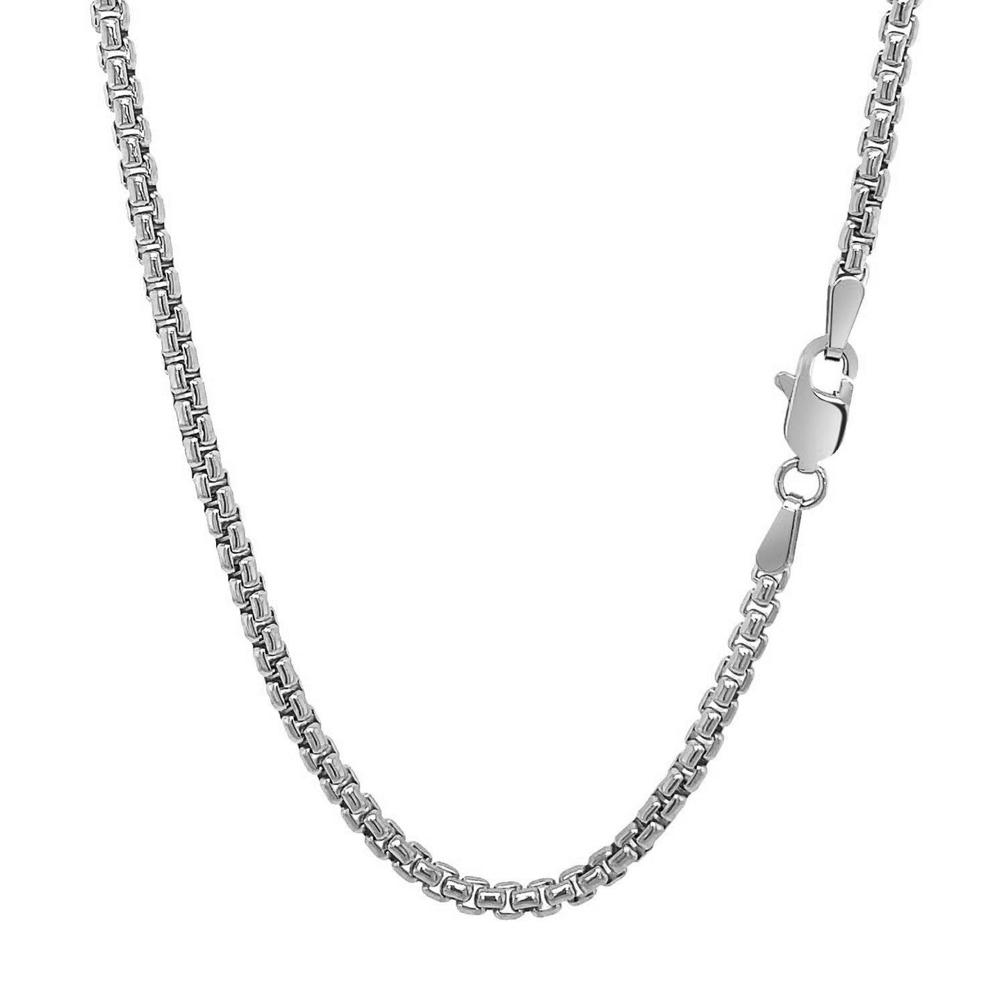 14k White Gold Solid Round Box Chain (2.5 mm)