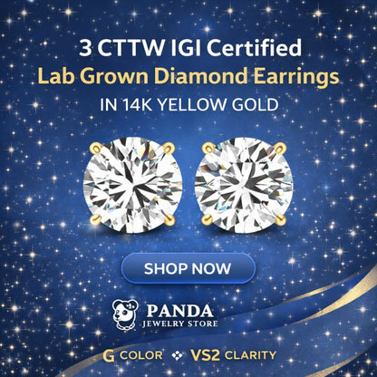 🍒3 cttw Certified IGI Lab Grown Round Diamond Earrings 14k Yellow Gold (G/VS2)