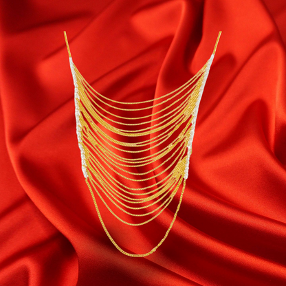 🐼Elegant Draped Gold Chain Bib Necklace for Evening & Special Occasions