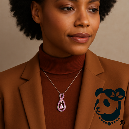 🩷Elegant Infinity Pendant – 925 Silver Necklace with Pink Tourmaline & Sparkling Stone