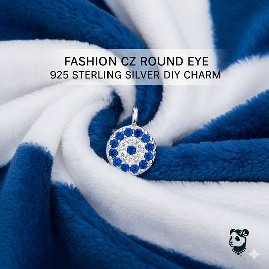 Fashion CZ Round Eye 925 Sterling Silver DIY Charm