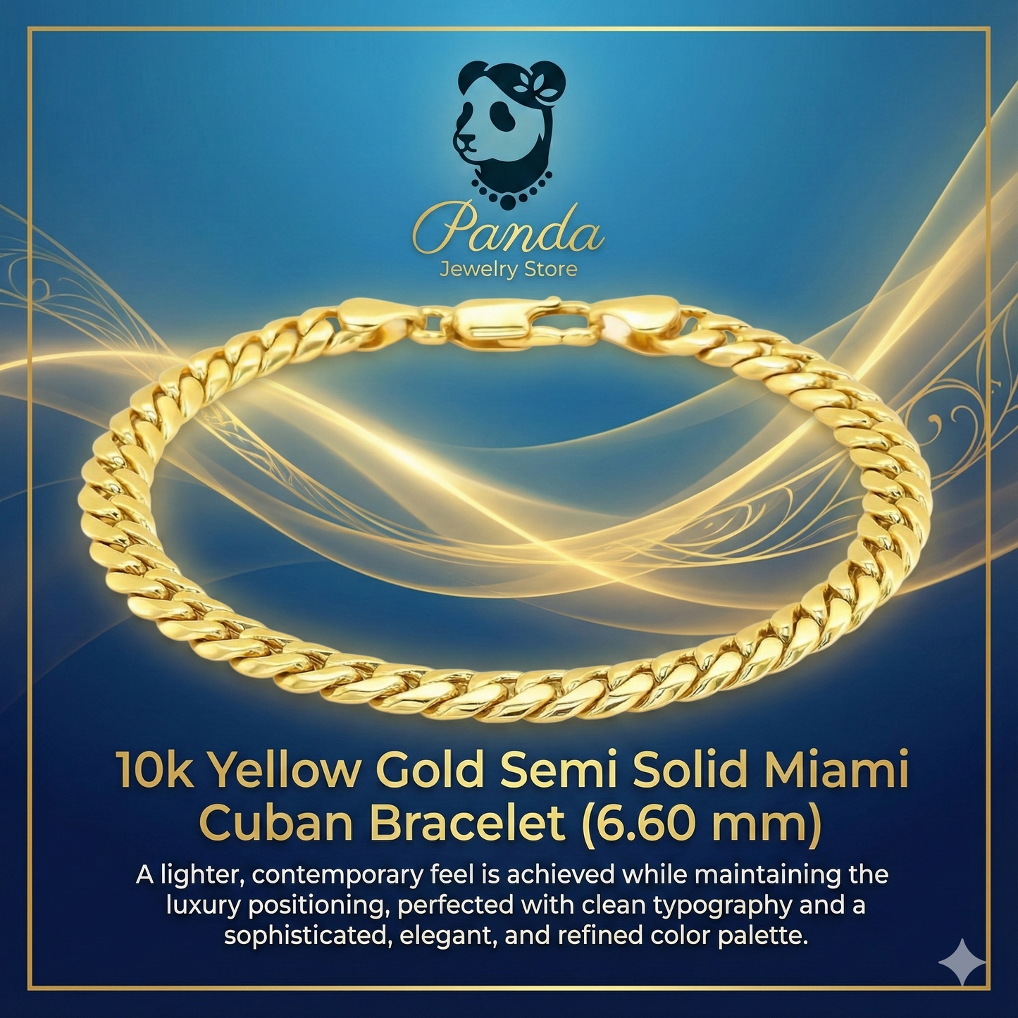 🩷10k Yellow Gold Semi Solid Miami Cuban Bracelet (6.60 mm)