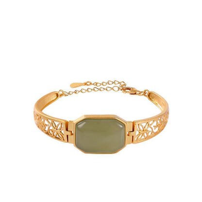 Original S925 Sterling Silver Gold-plated Hetian Vintage Bracelet