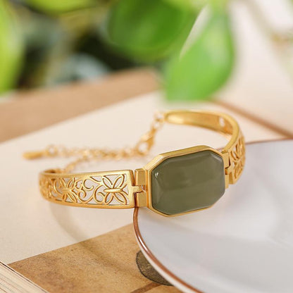 Original S925 Sterling Silver Gold-plated Hetian Vintage Bracelet