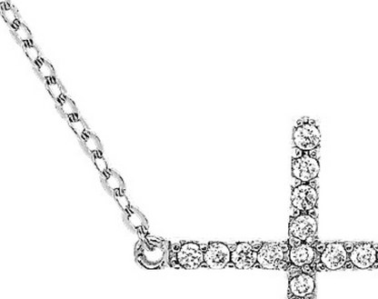 Sterling Silver Cross Bracelet with Cubic Zirconias