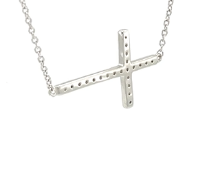 Sterling Silver Cross Bracelet with Cubic Zirconias