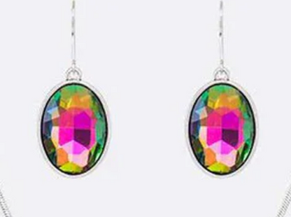 Prism Mirage Jewelry Set – Rainbow Crystal Pendant & Earrings