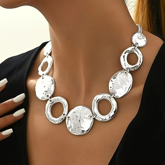Luxury Silver Geometric Pendant Necklace with Adjustable Chain