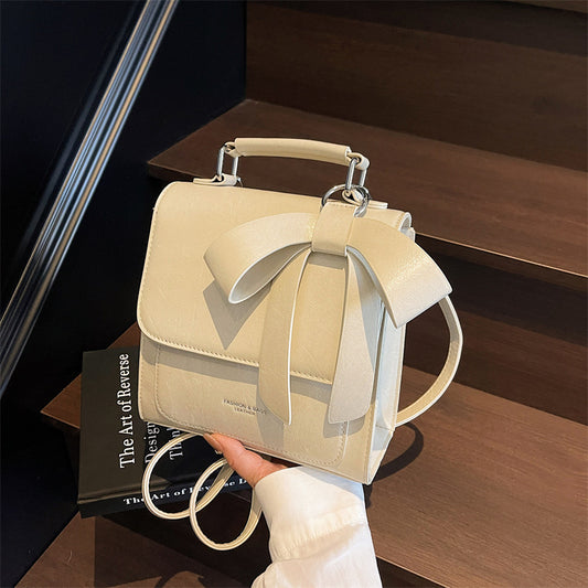 Women’s Cream Bow Handbag – Elegant Shoulder & Crossbody Bag