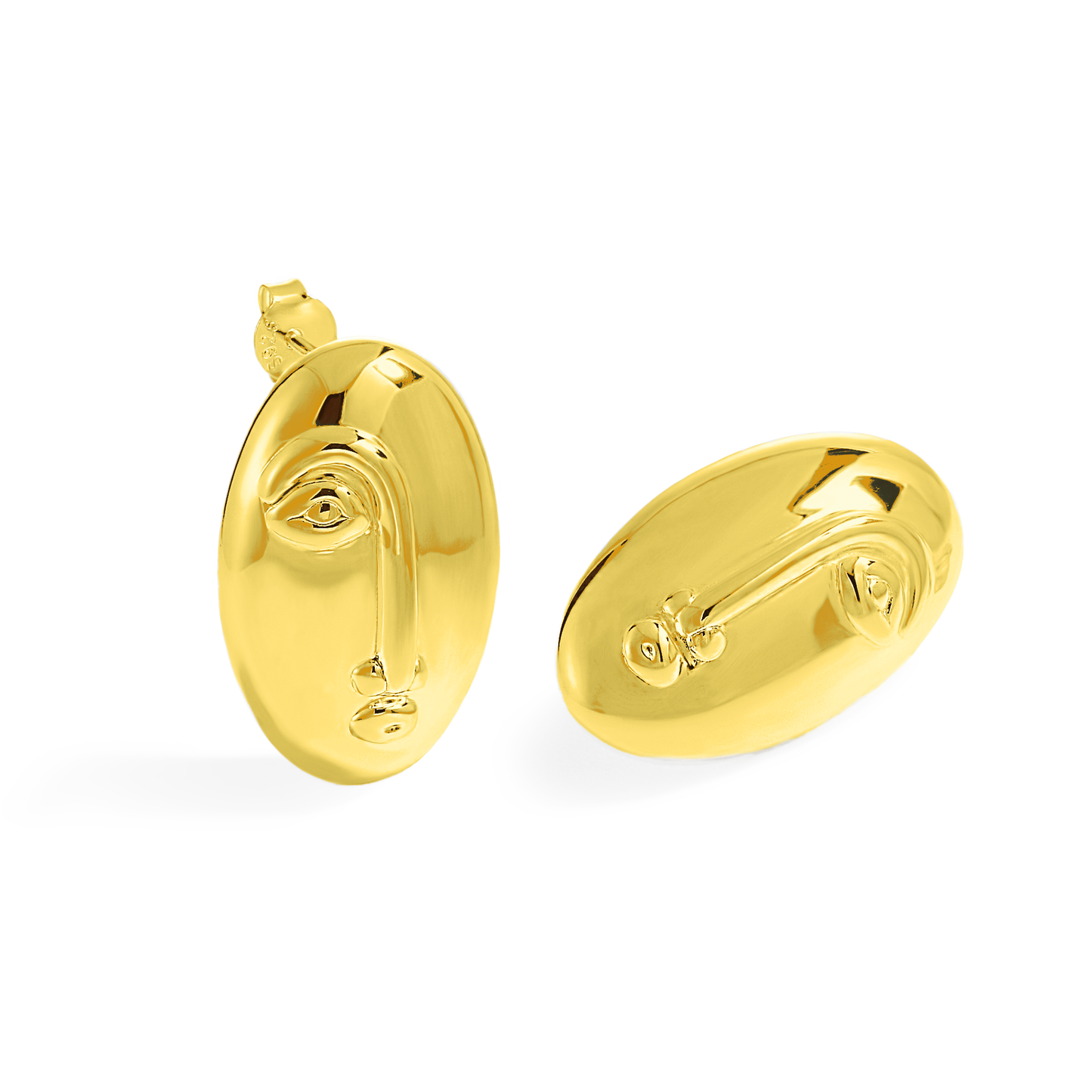 🌹Women Fashion Jewelry Artistic 999 Pure Silver Huge Facial Oval Simple Portrait Electroforming Hollow Statement Earrings