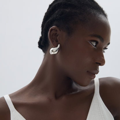 💎Party Large Drop Water S999 Sterling Silver Electroforming Stud Earrings