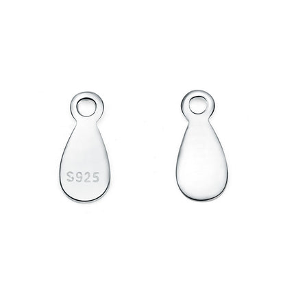 Simple Oval Heart Waterdrop 925 Sterling Silver DIY Charm