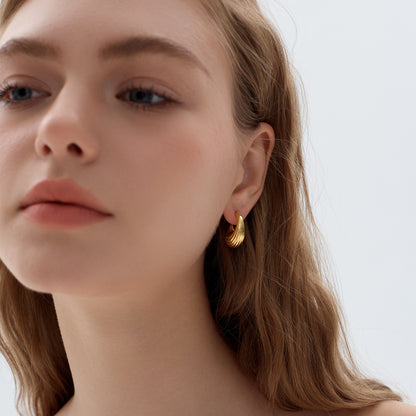 🍎Electroforming Fashion Irregular Strip Pattern Large Light Bold Look Exaggerated Jewelry 999 Sterling Silver Hoop  Earrings