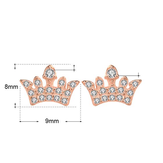 Sparkling Crown Stud Earrings – 925 Sterling Silver with CZ Crystals