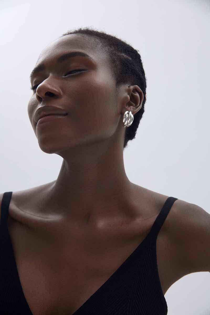 🍀Fine Jewelry Women Electroforming Light Casual Multi C Shape Tube Cross S999 Sterling Silver Row Hoop Earrings