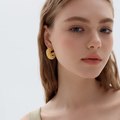 💎Electroforming Chunky Hollow Large Light Bold Look Exaggerated Jewelry 999 Sterling Silver Round Hoop Statement Earrings (Pre-Sale)