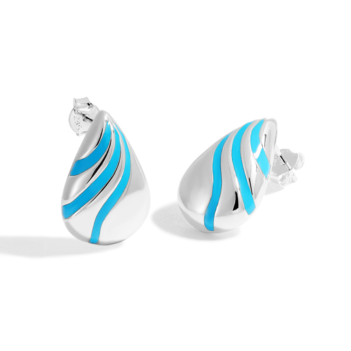 Elegant Gold & Blue Teardrop Earrings – Lightweight 999 Silver Electroformed Design