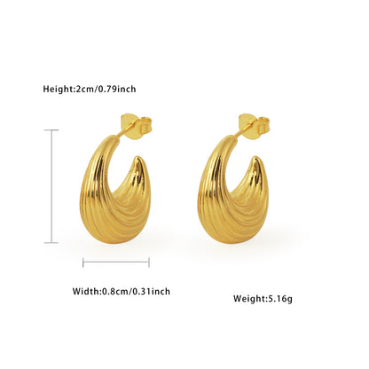 🍎Electroforming Fashion Irregular Strip Pattern Large Light Bold Look Exaggerated Jewelry 999 Sterling Silver Hoop  Earrings