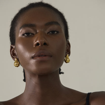 🩷Exaggerated 999 Pure Silver Golden Irregular Hollow Conch Electroforming Chunky Lightweight Fashion Jewelry for Women Daily Wear Earrings