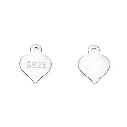 Simple Oval Heart Waterdrop 925 Sterling Silver DIY Charm