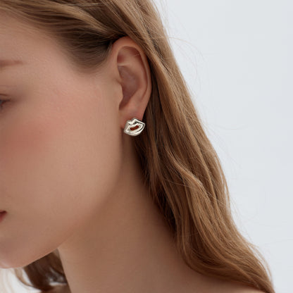 💚Light Chunky Electroforming Hollow Earrings Large Exaggerated Jewelry Party Gift Women Lips 999 Sterling Silver Stud Earrings