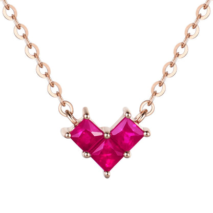 2019 New Square CZ Heart Love 925 Sterling Silver Necklace