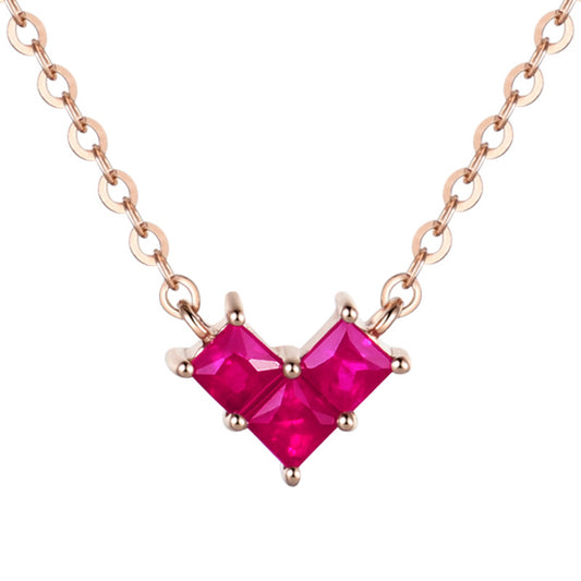 *2019 New Square CZ Heart Love 925 Sterling Silver Necklace