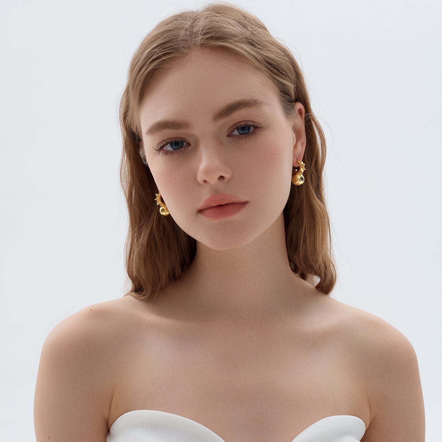 🍒Fashion Jewelry Chunky Electroforming Hollow Light Large Round Ball 999 Sterling Silver Statement  Stud  Earrings