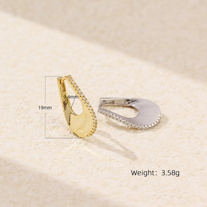 Luxury 925 Gold-Plated U-Shaped Hoop Earrings with Sparkling Stones