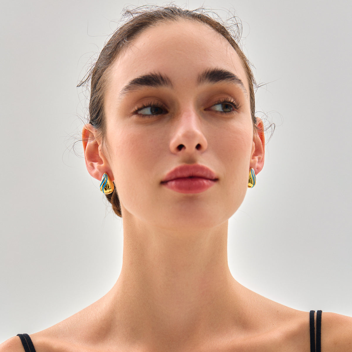 Elegant Gold & Blue Teardrop Earrings – Lightweight 999 Silver Electroformed Design