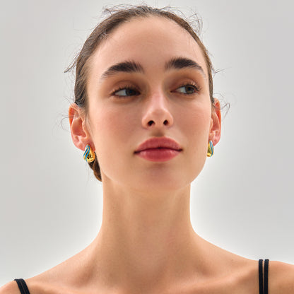Elegant Gold & Blue Teardrop Earrings – Lightweight 999 Silver Electroformed Design