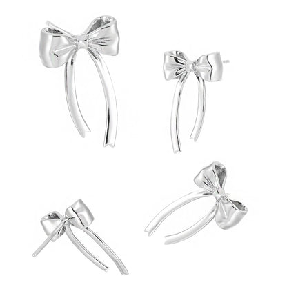 💙Women Minimalist French Style Elegant Bowknot Tassel Design S925 Sterling Silver Drop Earrings