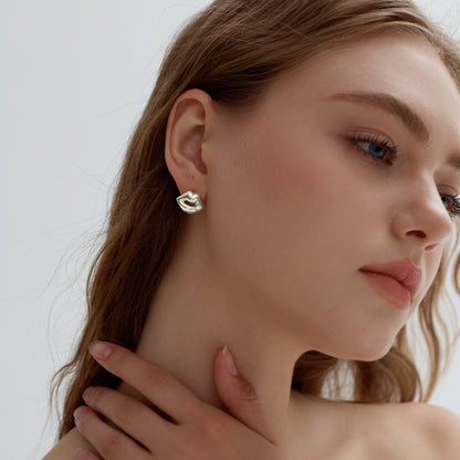 💚Light Chunky Electroforming Hollow Earrings Large Exaggerated Jewelry Party Gift Women Lips 999 Sterling Silver Stud Earrings