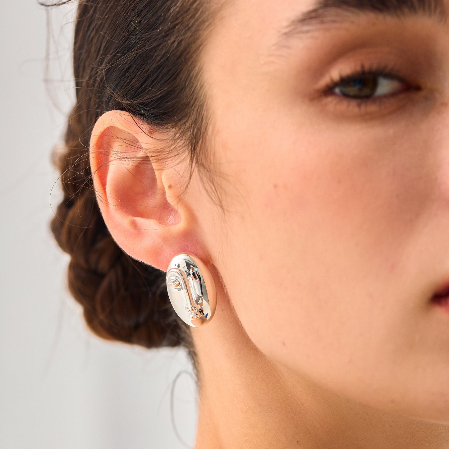 🌹Women Fashion Jewelry Artistic 999 Pure Silver Huge Facial Oval Simple Portrait Electroforming Hollow Statement Earrings