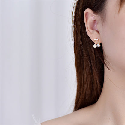 Asymmetrical Music Note & Star CZ Earrings in 925 Sterling Silver – Gold Plated
